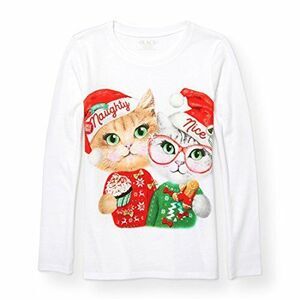 Girls Christmas / Holiday T-Shirt Cats Naughty Nice XXL Size 16 NWT Free Ship
